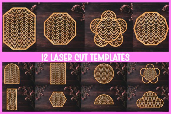12 Japanese Wave Laser Cut Panels