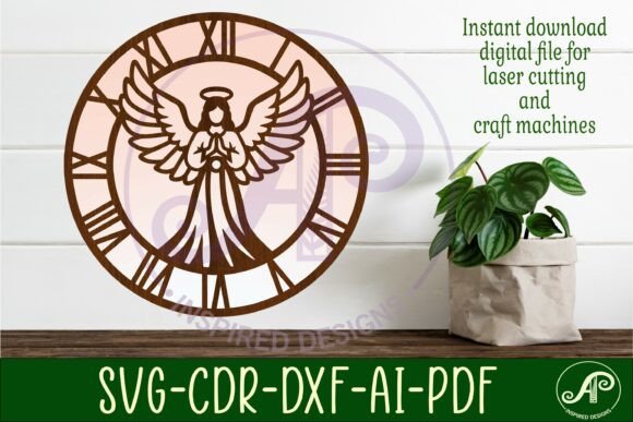 Angel Wall Clock SVG: Christian Laser Cut Designs for Faith-Inspired Decor