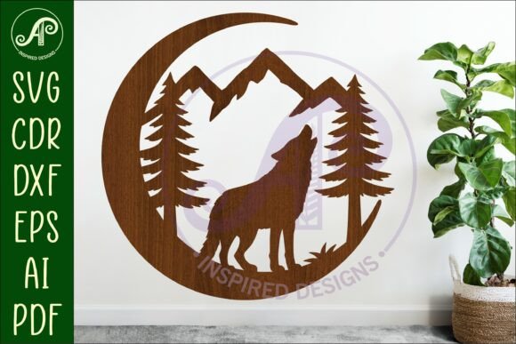 Crescent Moon Wolf Animal Wall Sign: A Versatile Digital Design for Creative Projects