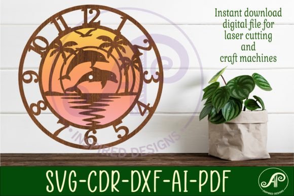 Dolphin Wall Clock Laser Cut Template