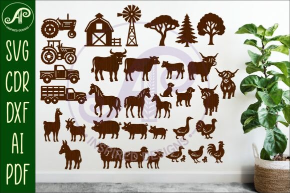Farm SVG Bundle, Farm Animal Silhouettes: A Versatile Digital Design for Creators and Businesses