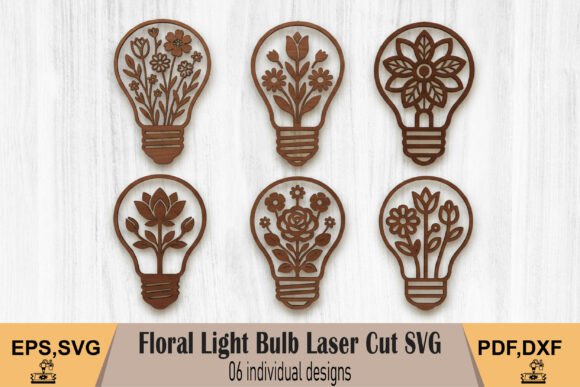 Floral Light-Bulb Laser Cut SVG
