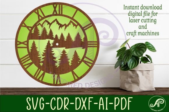 Forest Wall Clock Laser Cut Files, SVG