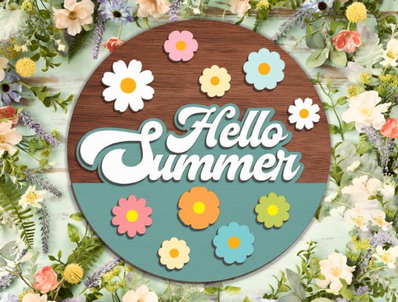 Hello Summer Retro Flower Sign: A Versatile Digital Design for Creative Projects