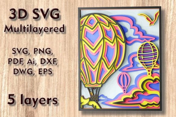 Hot Air Balloons 3D SVG Multilayer Files: A Creative Solution for Crafting Enthusiasts