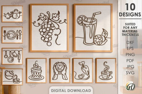 Kitchen Line Arts Bundle Laser Cut