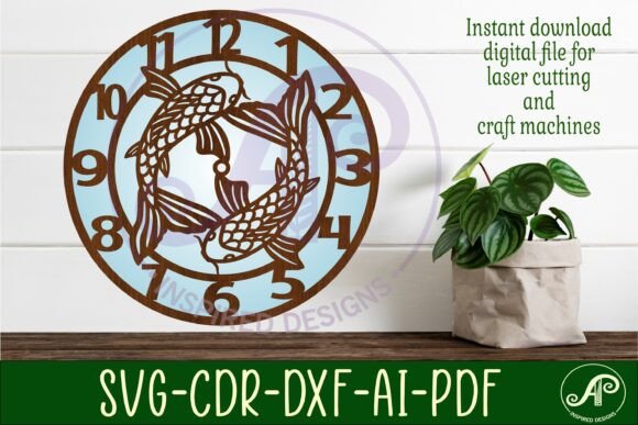 Koi Fish Wall Clock Laser Cut Files: A Creative and Practical Design Solution