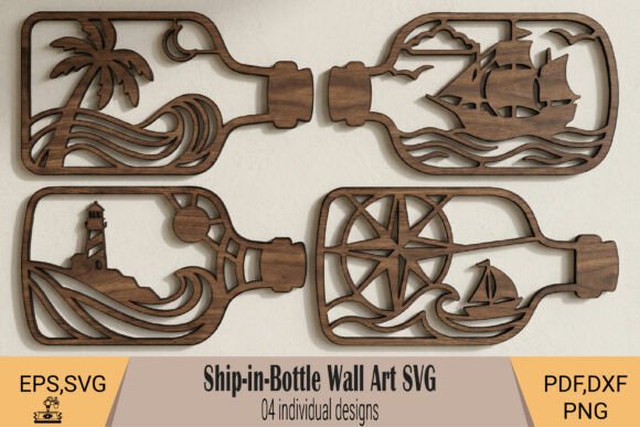 Ship in Bottle Laser Cut Wall Art