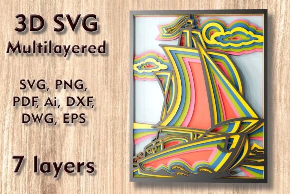 Yacht 3D SVG Multilayer Laser Cut Files